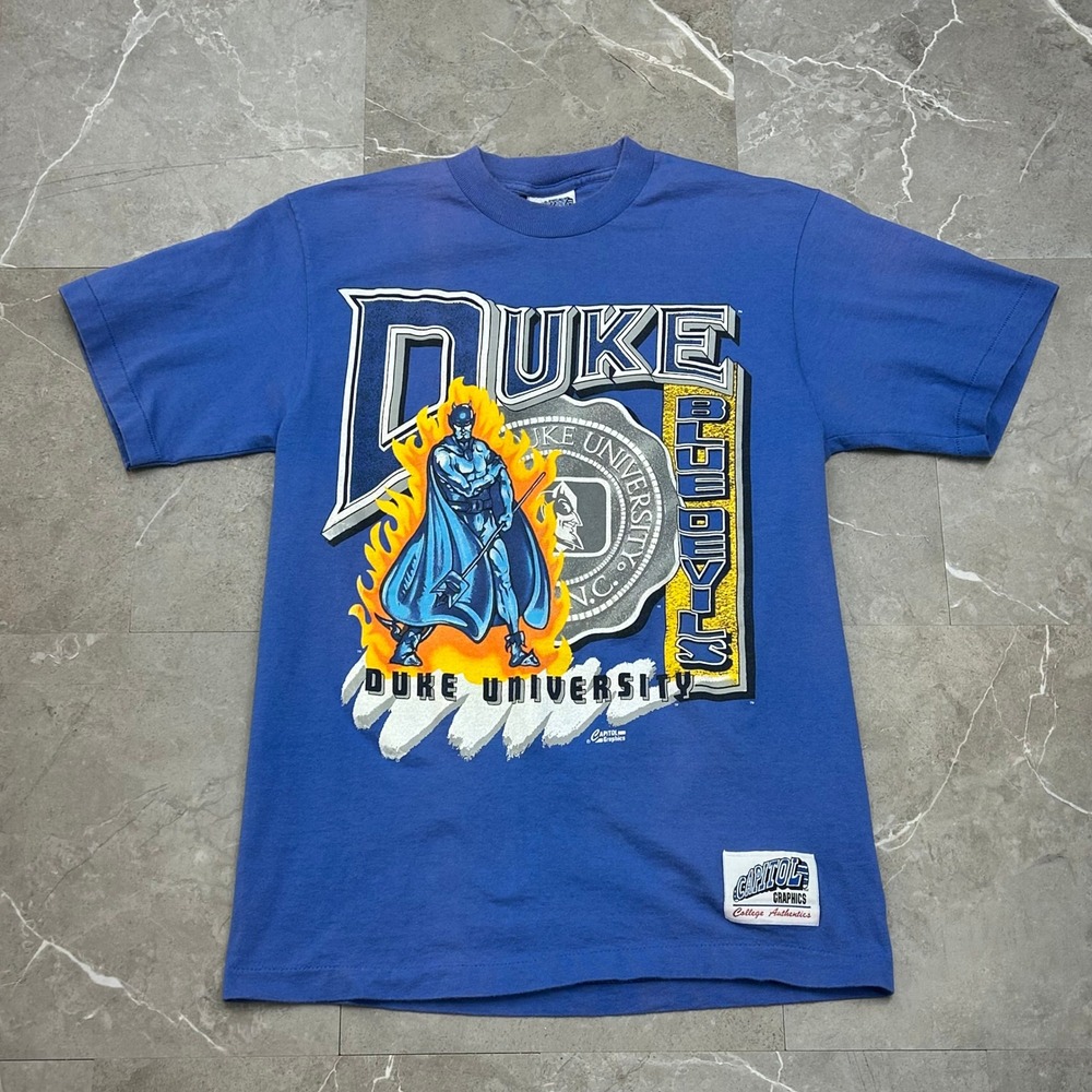 90s Vintage Duke Blue Devils Graphic Tee Mens Medium Faded Basketball Shirt